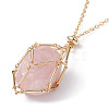 Brass Macrame Pouch Empty Stone Holder for Pendant Necklaces Making NJEW-JN04444-02-5