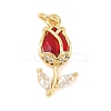 Brass Micro Pave Clear Cubic Zirconia Pendants KK-F931-13G-2