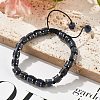 Adjustable Natural Sodalite and Non-magnetic Synthetic Hematite Braided Bead Bracelets BJEW-Z090-01C-1