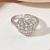 Brass Micro Pave Cubic Zirconia Cuff Open Rings RJEW-C163-03A-P-2