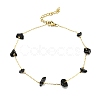 Natural Mixed Gemstone Chips Beaded Anklet with PVD Vacuum Plating Golden 304 Stainless Steel Chains for Women AJEW-Z008-02-2