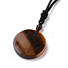 Natural Tiger Eye Triskele/Triskelion Pendant Necklace with Nylon Cord for Women NJEW-E091-01C-4