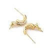 Brass Pave Clear Cubic Zirconia Stud Earring Findings KK-D369-08G-2
