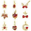 9Pcs Brass Micro Pave Cubic Zirconia Pendants KK-CJ0003-99-1