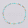Bohemian Style Rainbow Glass & Brass Beaded Handmade Fashion Women's Bracelet QD2599-14-1