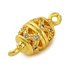 Brass Micro Pave Clear Cubic Zirconia Hollow Oval Connector Charms KK-A230-05B-G-2