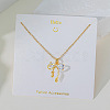 Brass Pave Clear Cubic Zirconia Bowknot Pendant 304 Stainless Steel Cable Chain Necklaces for Women WGC29E2-01-2