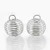 Hollow Lantern Iron Wire Bead Cage Pendants X-IFIN-N001-01P-1