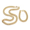 Ion Plating(IP) 304 Stainless Steel Cuban Link Chain Bracelets & Necklaces Jewelry Sets SJEW-B019-03D-G-1