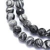 Natural Black Silk Stone/Netstone Beads Strands G-K310-A09-6mm-3