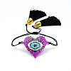 Glass Seed Braided Bead Bracelet with Double Tassel BJEW-A121-26A-2