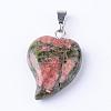 Natural Unakite Pendants with Brass Findings G-R390-08-1