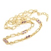 7MM Brass Pave Cubic Zirconia Figaro Chain Necklaces NJEW-D324-05G-02-3
