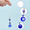 AHADEMAKER 2Pcs 2 Style Glass Beaded Turkish Blue Evil Eye Hanging Pendant KEYC-GA0001-30-3