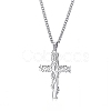 Stainless Steel Tree of Life Cross Pendant Curb Chain Necklaces PW-WGAB092-01-1