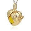 Golden Tone Brass Hollow Heart Cage Pendants KK-J241-08G-2