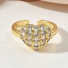 Brass Micro Pave Cubic Zirconia Cuff Open Rings RJEW-C163-03A-G-2