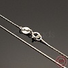 Anti-Tarnish Rhodium Plated 925 Sterling Silver Boston Link Chain Necklaces STER-E033-56-2