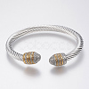 304 Stainless Steel Cuff Bangles Torque Bangles BJEW-H570-02GP-1