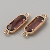 Golden Plated Brass Pave Glass Connector Charms FIND-WH0110-728G-03-2