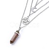 Bullet Natural Unakite Pendant Tiered Necklaces NJEW-JN02457-02-3