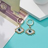 Japanese Seed Braided Rhombus with Evil Eye Dangle Hoop Earrings EJEW-MZ00002-02-3
