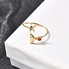 304 Stainless Steel with Glass Open Cuff Rings RJEW-K248-22G-2