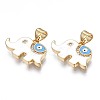 Brass Micro Pave Clear Cubic Zirconia Pendants ZIRC-N039-207E-1