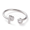 Brass Micro Pave Clear Cubic Zirconia Cuff Rings RJEW-Z005-P-P-1