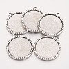 Tibetan Style Flat Round Alloy Pendant Cabochon Settings X-TIBEP-Q049-19AS-RS-1