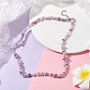 Natural Lepidolite/Purple Mica Stone Chip Beaded Necklace NJEW-JN04615-04-2