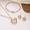 Heart Alloy Crystal Rhinestone Pendant Necklace & Dangle Earring & Link Bracelet Sets FS-WGED074-01-2