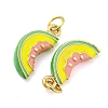 Cantaloupe Rack Plating Brass Enamel Pendants KK-Q804-04G-2