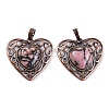 Natural Rhodonite Peach Love Heart Pendants G-G158-01-14-1