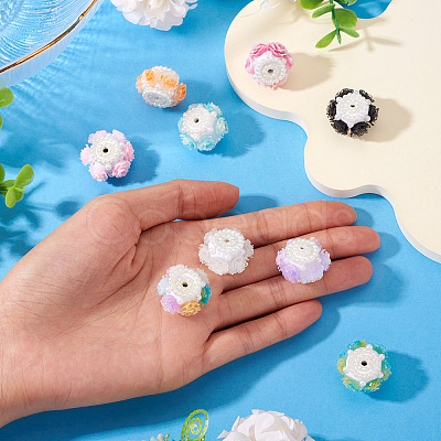 7Pcs 7 Colors Polymer Clay with Imitation Pearl Beads CLAY-TA0001-78-1