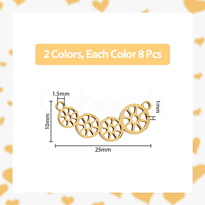 16Pcs 2 Colors 304 Stainless Steel Connector Charms STAS-DC0013-94-1