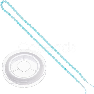 DIY Natural Amazonite Round Beaded Stretch Bracelet Making Kit G-FI0001-13-1