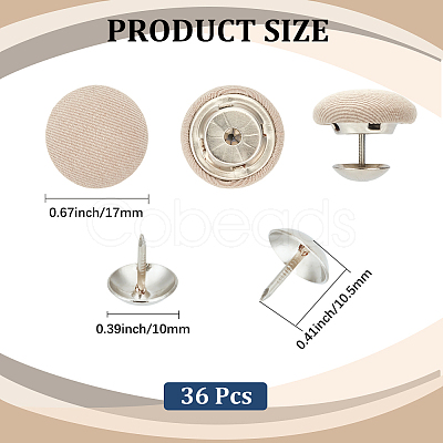 36Pcs Flat Round Cloth Cap Nail Buttons BUTT-CY0001-34C-1