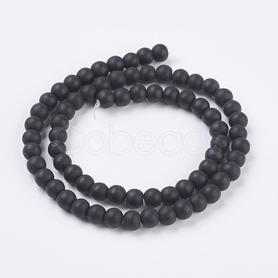 Synthetical Black Stone Beads Strands X-G-G508-7-1