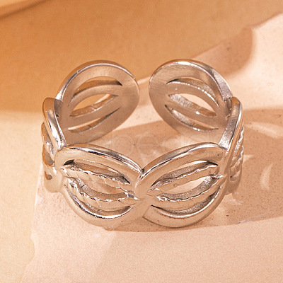 201 Stainless Steel Oval Link Chain Cuff Rings FS-WG16057-08-1