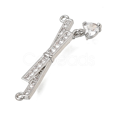 Brass Micro Pave Clear Cubic Zirconia Connector Charms CU-CBA3569-04P-C-1