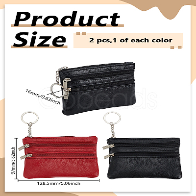 2Pcs 2 Colors PU Leather Zipper Wallets ABAG-LP0001-91A-1