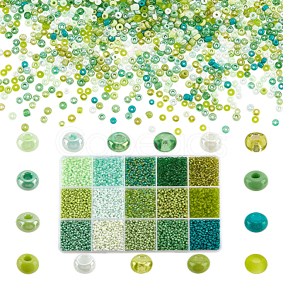 PandaHall Elite 12000Pcs 15 Style 12/0 Opaque Glass Seed Beads SEED-PH0001-61-1