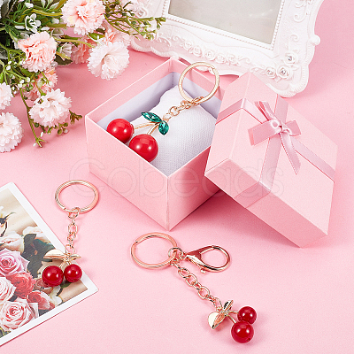 3Pcs 3 Styles Cherry Alloy Enamel Keychain KEYC-CP0001-39-1