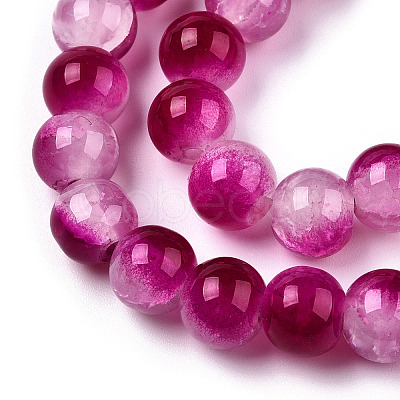 Crackle Baking Paint Imitation Jade Glass Beads Strands DGLA-T003-10mm-12-1