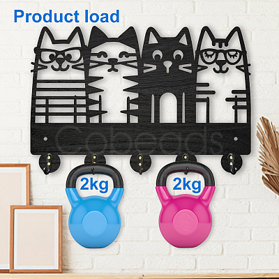 Wood & Iron Wall Mounted Hangers HJEW-WH0055-066-1