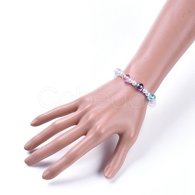 Transparent Acrylic Imitated Pearl  Stretch Kids Bracelets BJEW-JB04575-05-1