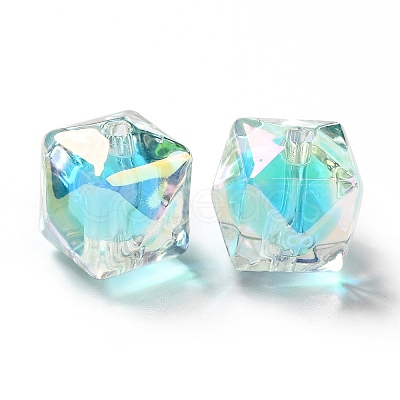 Two Tone UV Plating Rainbow Iridescent Acrylic Beads LS-TACR-D010-02A-1
