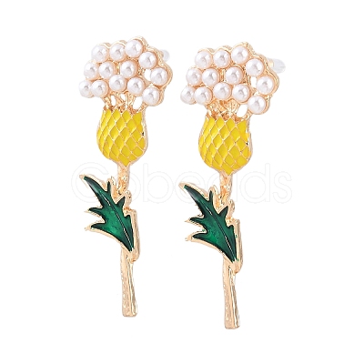 Alloy Enamel Stud Earrings for Women AL-CBA6127-03G-1