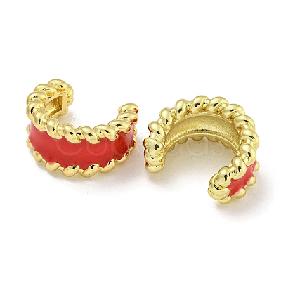 Brass with Enamel Cuff Earrings EJEW-C104-079B-02-1